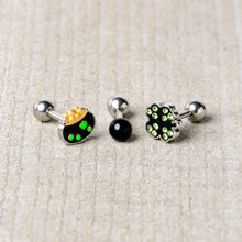 Load image into Gallery viewer, 16G 1/4 Green Gem Shamrock Pot of Gold Cartilage Earring Curation Set of 3