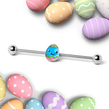 将图片加载到图库查看器,14G Blue Celebration Easter Egg Industrial Barbell 38mm