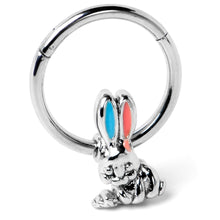 Load image into Gallery viewer, 16G 3/8 Easter Bunny Red Blue Ears Hinged Segment Ring