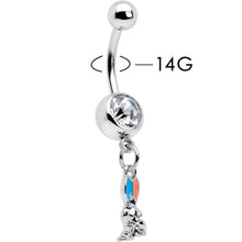 Load image into Gallery viewer, Clear Gem Easter Bunny Red Blue Ears Dangle Belly Ring