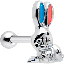 Load image into Gallery viewer, 16G 5/16 Easter Bunny Blue Red Ears Cartilage Tragus Earring