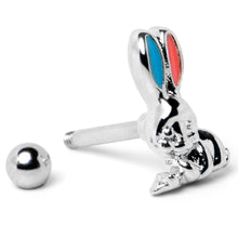 Load image into Gallery viewer, 16G 5/16 Easter Bunny Blue Red Ears Cartilage Tragus Earring