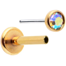 将图片加载到图库查看器,16G 5/16 Aurora Gem Gold Tone Threadless Labret Monroe Tragus