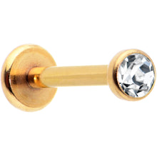Load image into Gallery viewer, 16G 5/16 Clear Gem Gold Tone Threadless Labret Monroe Tragus