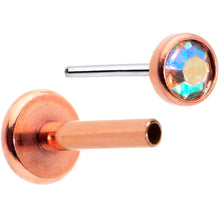 Load image into Gallery viewer, 16G 5/16 Aurora Gem Rose Gold Tone Threadless Labret Monroe Tragus