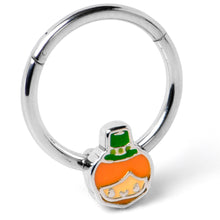 Load image into Gallery viewer, 16G 3/8 Sweet Happy Leprechaun St Patricks Hinged Segment Ring