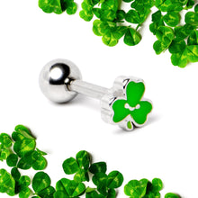 Load image into Gallery viewer, 16G 1/4 Sweet Happy Shamrock St Patricks Cartilage Tragus Earring
