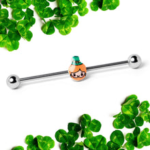 Load image into Gallery viewer, 14G Sweet Happy Leprechaun St Patricks Industrial Barbell 38mm