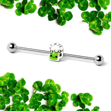 将图片加载到图库查看器,14G Sweet Happy Green Beer St Patricks Industrial Barbell 38mm