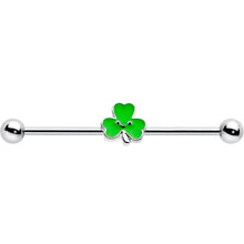 Load image into Gallery viewer, 14G Sweet Happy Shamrock St Patricks Industrial Barbell 38mm