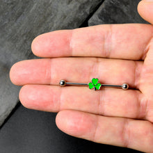 Load image into Gallery viewer, 14G Sweet Happy Shamrock St Patricks Industrial Barbell 38mm