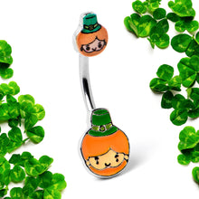 将图片加载到图库查看器,Sweet Happy Leprechaun St Patricks Day Double Mount Belly Ring