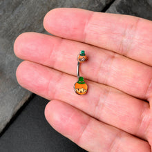 将图片加载到图库查看器,Sweet Happy Leprechaun St Patricks Day Double Mount Belly Ring