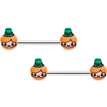 Load image into Gallery viewer, 14G 9/16 Sweet Happy Leprechaun St Patricks Day Nipple Ring Set