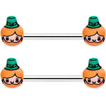 Load image into Gallery viewer, 14G 9/16 Sweet Happy Leprechaun St Patricks Day Nipple Ring Set