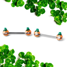Load image into Gallery viewer, 14G 9/16 Sweet Happy Leprechaun St Patricks Day Nipple Ring Set