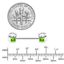Load image into Gallery viewer, 14G 9/16 Sweet Happy Green Beer St Patricks Day Nipple Ring Set