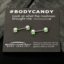 Load image into Gallery viewer, 14G 9/16 Sweet Happy Green Beer St Patricks Day Nipple Ring Set