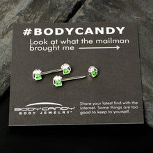Load image into Gallery viewer, 14G 9/16 Sweet Happy Green Beer St Patricks Day Nipple Ring Set