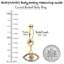 将图片加载到图库查看器,Pink Clear Gem Gold Tone Wide Eye Dangle Belly Ring