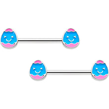 Load image into Gallery viewer, 14G 9/16 Blue Pink Celebration Easter Egg Barbell Nipple Ring Set