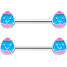 Load image into Gallery viewer, 14G 9/16 Blue Pink Celebration Easter Egg Barbell Nipple Ring Set
