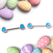 Load image into Gallery viewer, 14G 9/16 Blue Pink Celebration Easter Egg Barbell Nipple Ring Set