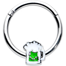 将图片加载到图库查看器,16G 3/8 Sweet Happy Green Beer St Patricks Hinged Segment Ring
