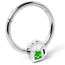 将图片加载到图库查看器,16G 3/8 Sweet Happy Green Beer St Patricks Hinged Segment Ring