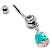 Load image into Gallery viewer, Clear Gem Celebration Easter Egg Dangle Belly Ring