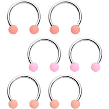 Load image into Gallery viewer, 16G 3/8 Matte Pinks Peach Horseshoe Circular Barbell Set of 6