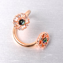 Load image into Gallery viewer, Vitrail Gem Rose Gold Tone Flower Spiral Twister Belly Ring