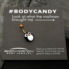 Load image into Gallery viewer, Red Gem Gold Tone Round Face Penguin Holiday Winter Belly Ring