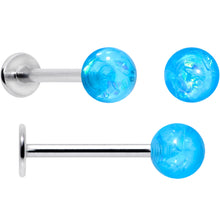 Load image into Gallery viewer, 16G 5/16 3/8 Blue Gem Faux Opal Labret Monroe Tragus Set of 4