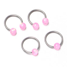 Load image into Gallery viewer, 16G 3/8 Pink Faux Opal Horseshoe BCR Captive Ring Set of 4