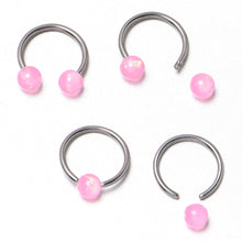 Load image into Gallery viewer, 16G 3/8 Pink Faux Opal Horseshoe BCR Captive Ring Set of 4