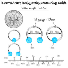Load image into Gallery viewer, 16G 3/8 Blue Faux Opal Horseshoe BCR Captive Ring Set of 4