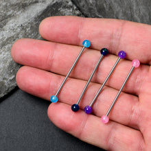 Load image into Gallery viewer, 14G Pink Blue Purple Faux Opal Pack Industrial Barbell Set of 4