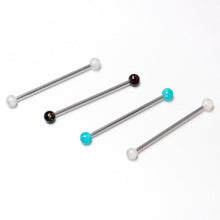 Load image into Gallery viewer, 14G Green Aurora Black Faux Opal Pack Industrial Barbell Set of 4