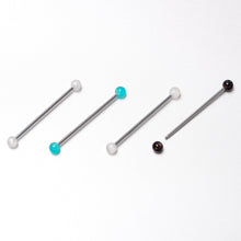 Load image into Gallery viewer, 14G Green Aurora Black Faux Opal Pack Industrial Barbell Set of 4