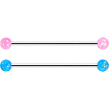 Load image into Gallery viewer, 14G Pink White Purple Faux Opal Pack Industrial Barbell Set of 4