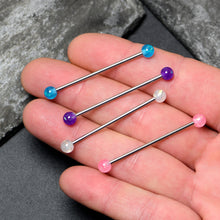 Load image into Gallery viewer, 14G Pink White Purple Faux Opal Pack Industrial Barbell Set of 4
