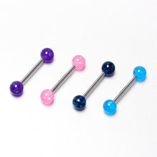 Load image into Gallery viewer, Pink Purple Blue Faux Opal Pack Tongue Ring Set of 4
