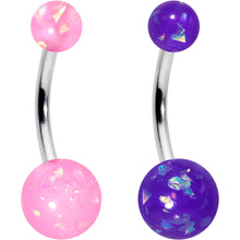 Load image into Gallery viewer, Blue Pink Purple Faux Opal Pack Belly Ring Set of 4
