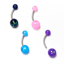 Load image into Gallery viewer, Blue Pink Purple Faux Opal Pack Belly Ring Set of 4