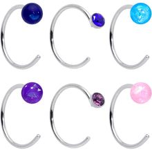 Load image into Gallery viewer, 20G 5/16 Nose Hoop Gem Faux Opal Pack Classy Nose Ring Set of 6