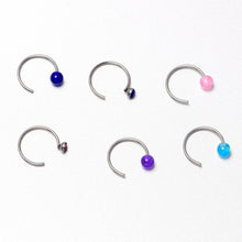 Load image into Gallery viewer, 20G 5/16 Nose Hoop Gem Faux Opal Pack Classy Nose Ring Set of 6