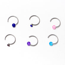 Load image into Gallery viewer, 20G 5/16 Nose Hoop Gem Faux Opal Pack Classy Nose Ring Set of 6