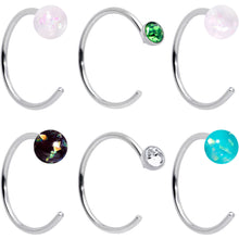 Load image into Gallery viewer, 20G 5/16 Nose Hoop Gem Faux Opal Pack Dynasty Nose Ring Set of 6