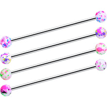 Load image into Gallery viewer, 14G Splatter Pink White Purple Industrial Barbell 38mm Set of 4